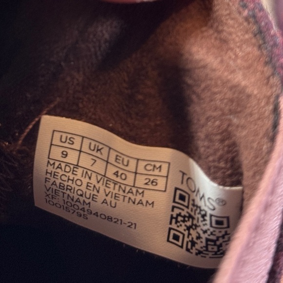 TOMS Kelsey Wedge Booties Barn Red Plaid Wool 9 - Picture 3 of 9